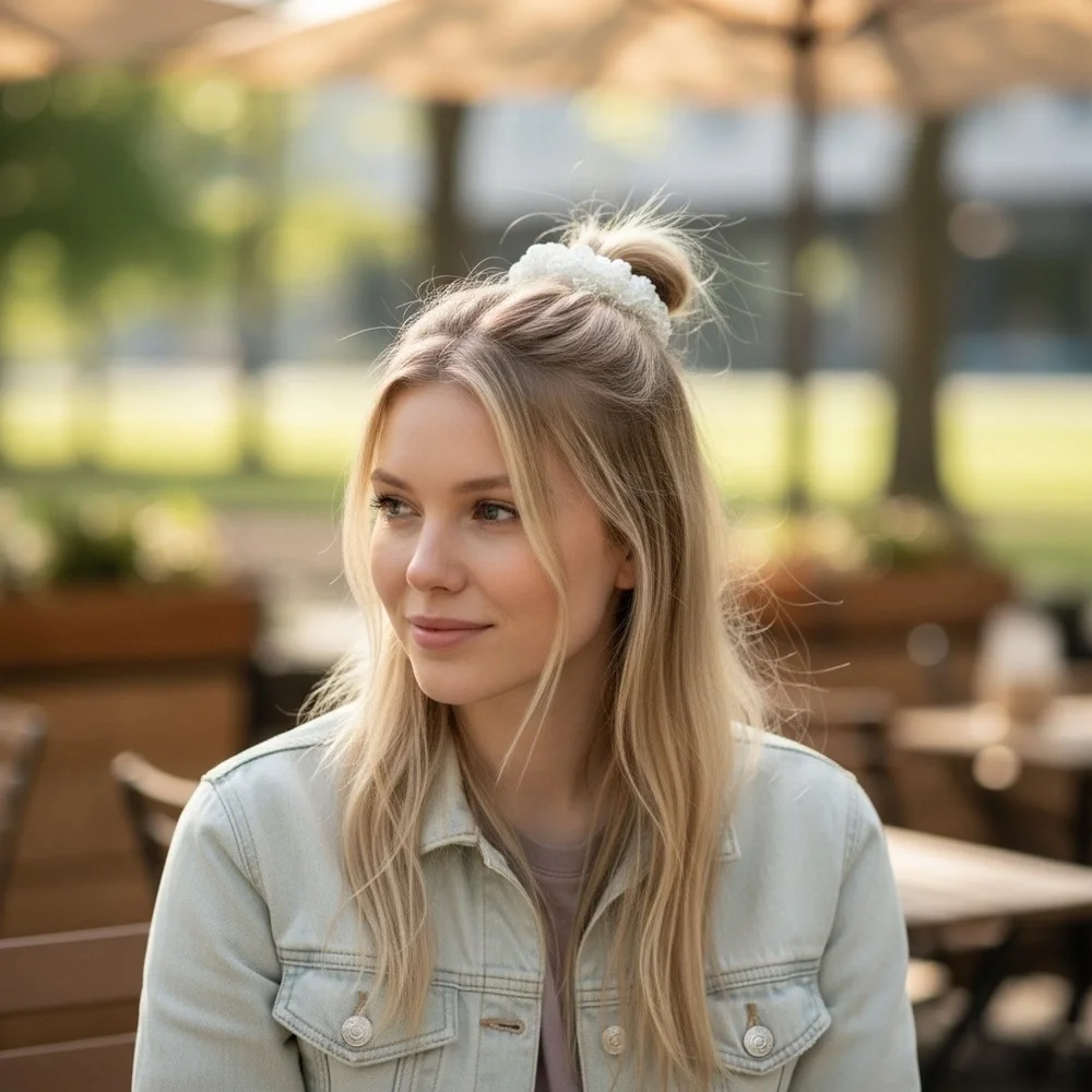Elegant White Hair Scrunchie